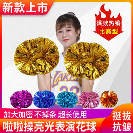啦啦操花球啦啦队手花拉拉队手拿运动会道具彩球手柄亮光金属花球