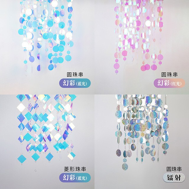 Wedding Mirror Sequins Ball Bead String Luminous Lens Bead Curtain Starry Sky Atmosphere Wedding Ceiling Pendant