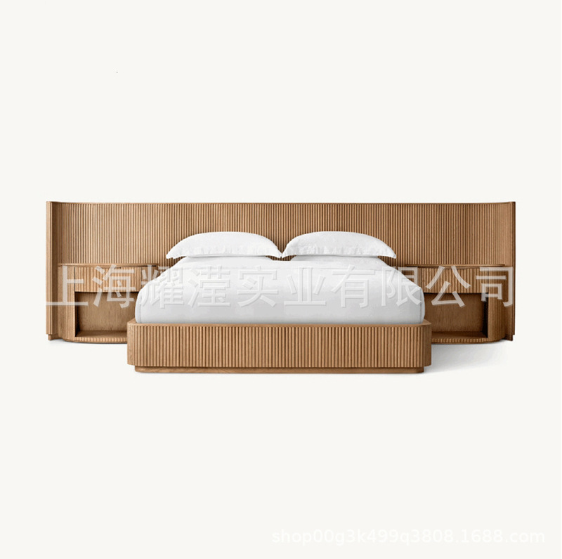 Rh American Modern Simple Extended Background Bed Oak Bed Custom Bedroom House Solid Wood Bed Classy Double Bed