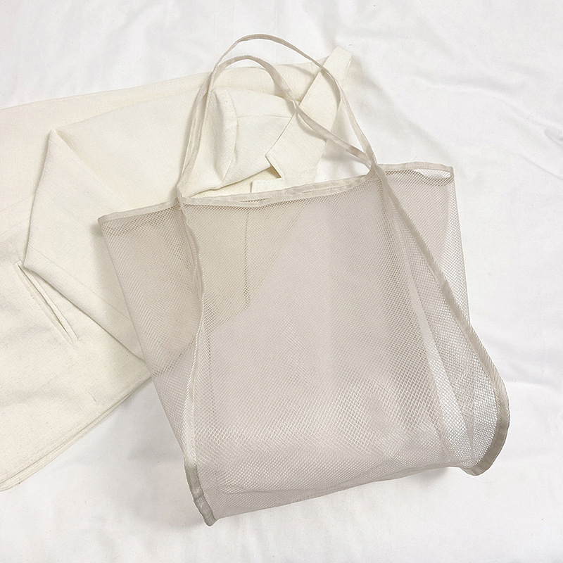 夏の新型ins風透明網糸片肩ショルダーバッグファッション軽量個性レジ袋旅行手提げバッグ|undefined