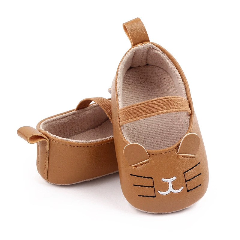 Children's cartoon footwear for early age girl's, polyurethane shoes for princess, 0-1 years, soft sole