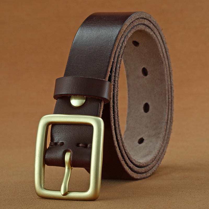 Vintage leren riem voor dames handgemaakt met doornsluiting_voghion.com