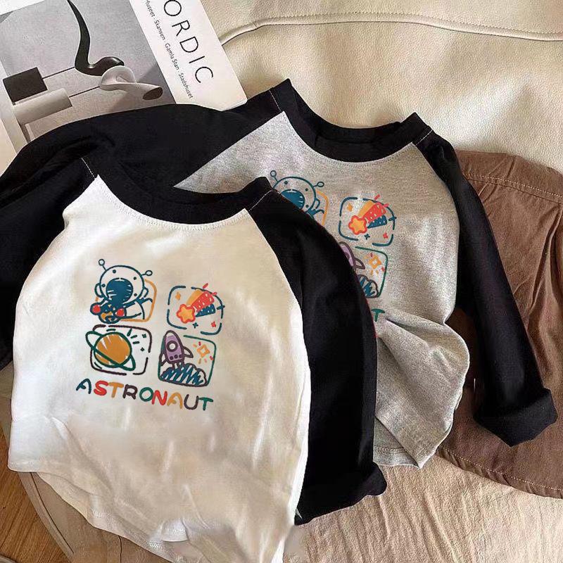 純綿子供春と秋の長袖tシャツの新型男女子供秋のボトムシャツ|undefined