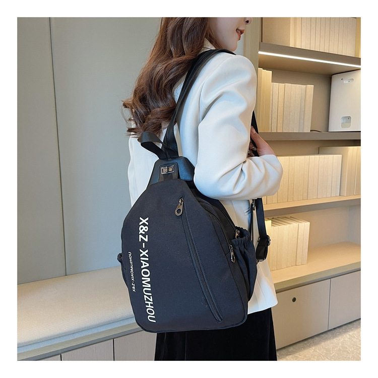 Cross-border women's multi-functional backpack, canvas chest bag, single-shoulder crossbody bag, multi-layered casual large-capacity bag undefined