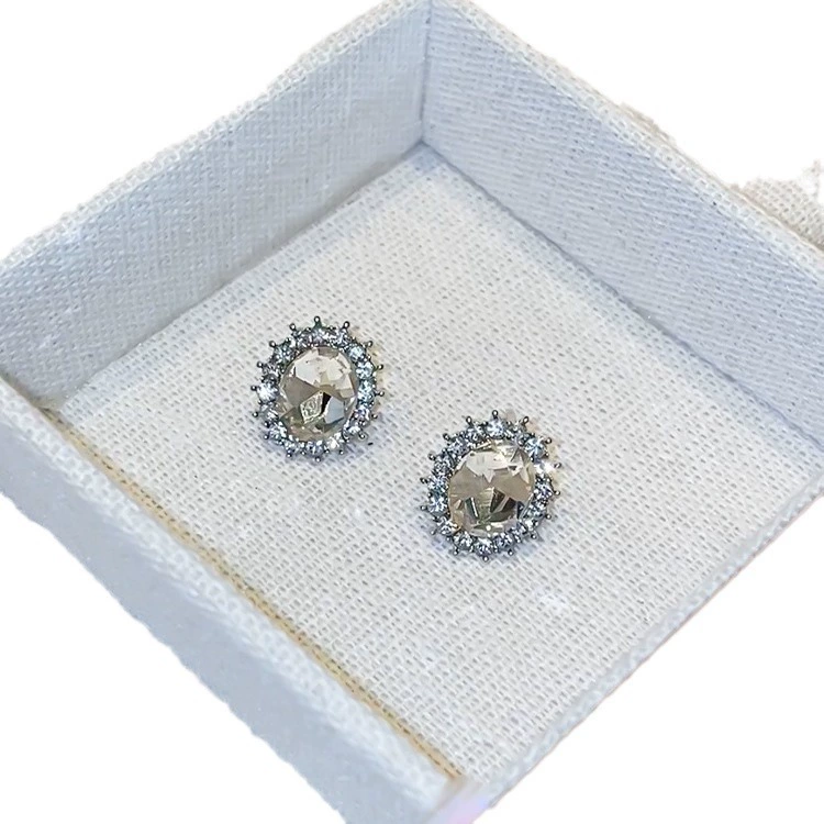 Earrings with zircon, high-quality style