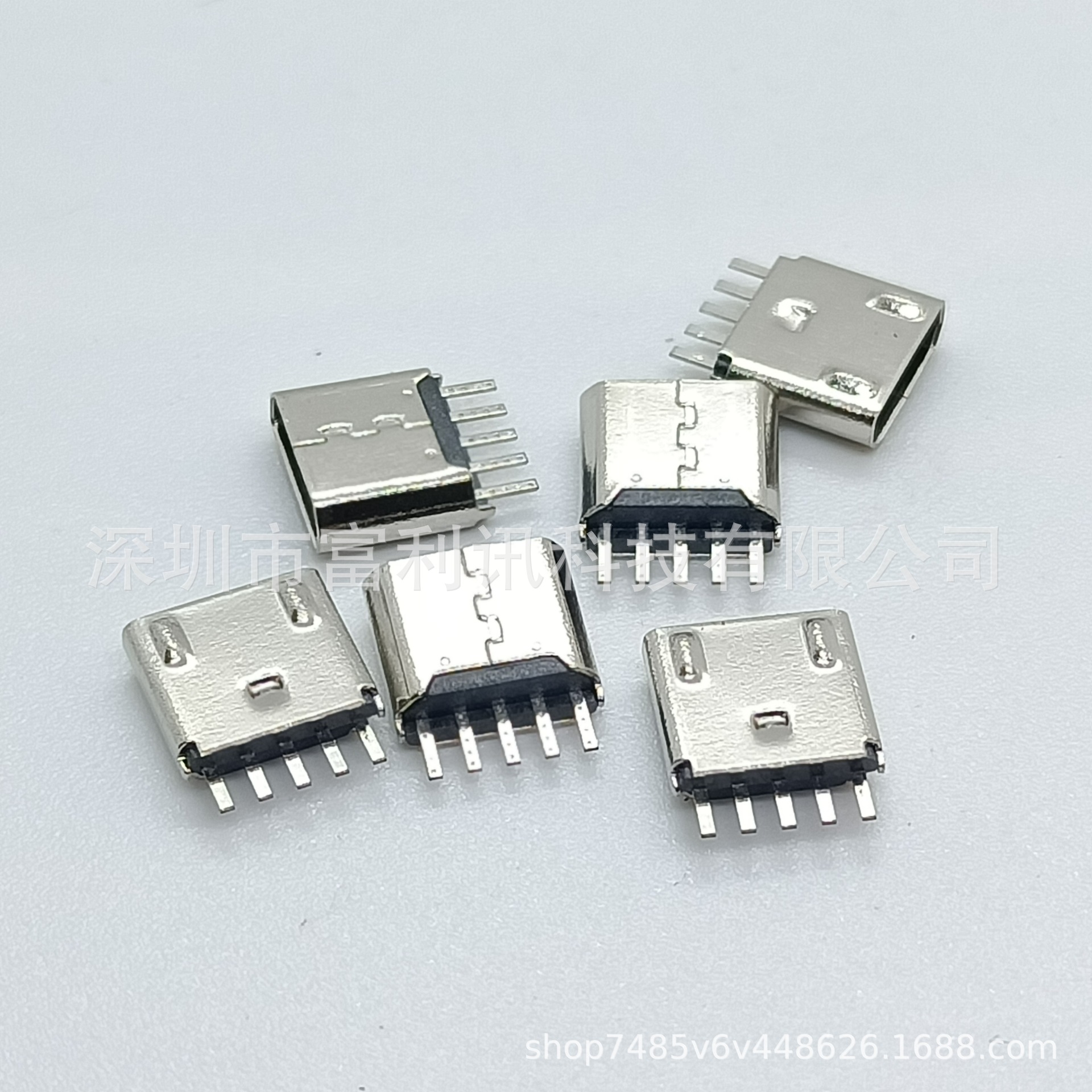 MICRO B型夹板母座 MK-5P夹板0.8插座micro usb 180度直插夹板