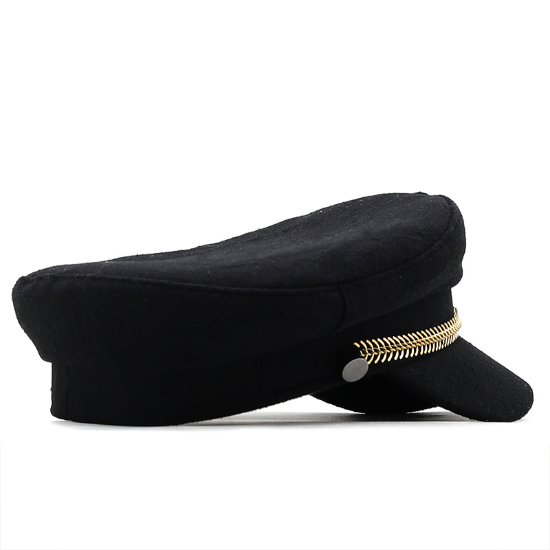 Autumn/winter Navy Hat European And American Chain Woolen Cloth Octagonal Navy Hat Flat Cap display picture 4