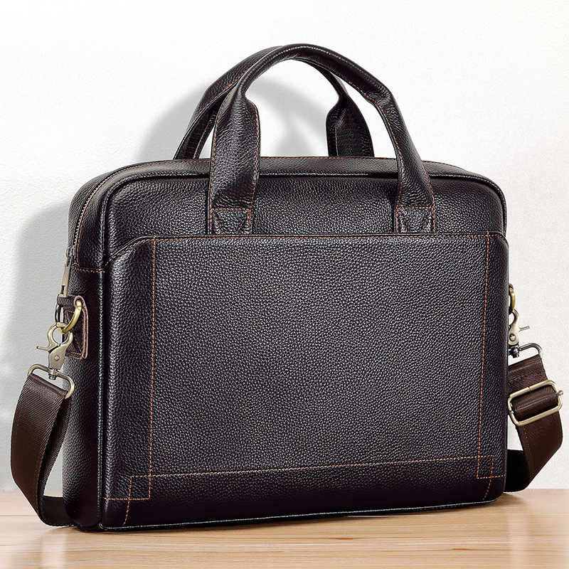 Cross-border dedicated 2024 first layer cowhide men's messenger handbag business casual shoulder laptop bag