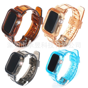 Suitable for apple Glacier integrated transparent strap apple watch8/7/SE/6/5/4321 single row case