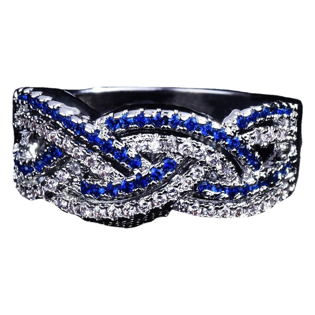 Ch&acirc;u &Acirc;u v&agrave; Mỹ Amazon xuy&ecirc;n bi&ecirc;n giới nữ mới hai h&agrave;ng si&ecirc;u nhỏ khảm hai m&agrave;u nhẫn zircon v&agrave;ng thật giữ m&agrave;u phụ kiện thời trang