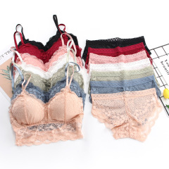 春夏新款內搭性感蕾絲抹胸 防走光裹胸內搭美背背心內衣套裝內褲