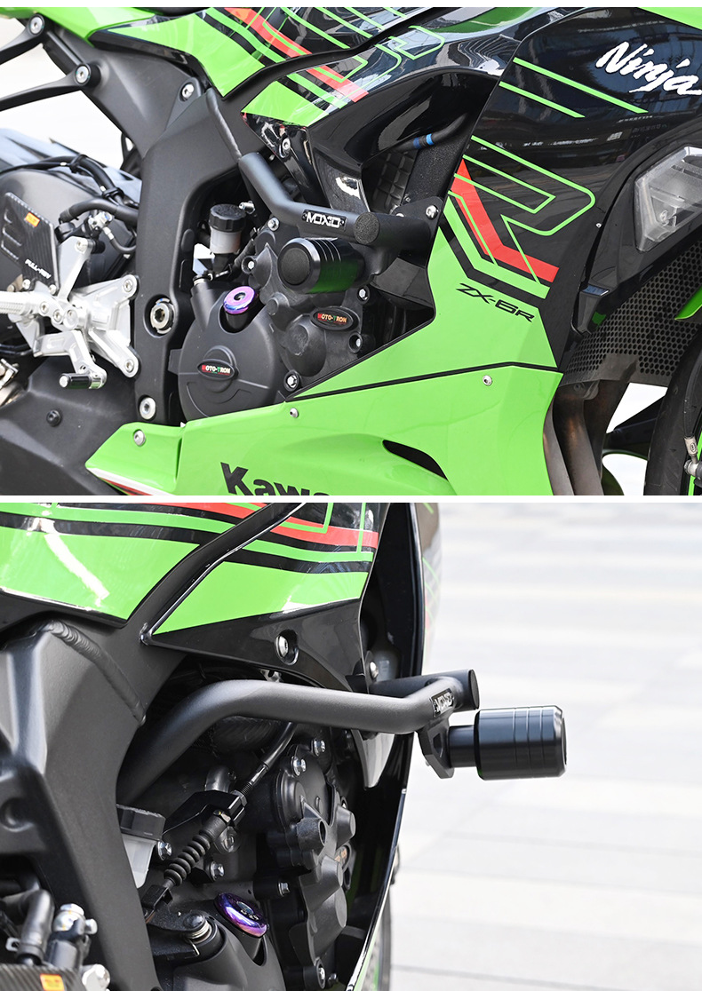 Suitable for Kawasaki Ninja Zx6R Bumper with Built-In Spring Cushioning, Competitive Anti-Fall Bar, Seamless Tube Front Protection Bar