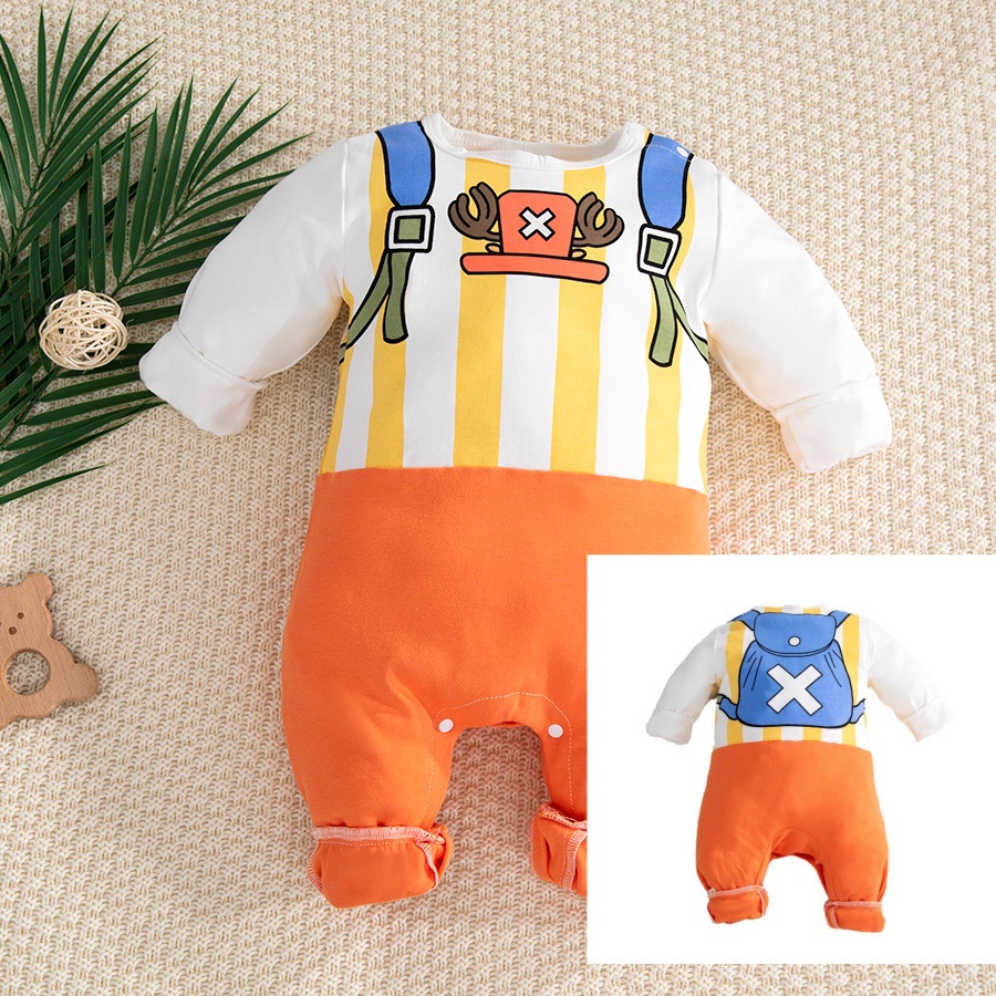 Vestido de una pieza de bebé de anime de primavera y otoño, un tipo de mameluco de manga larga de algodón puro, ropa de recién nacido, vestido de gatear para bebés, vestido de un año