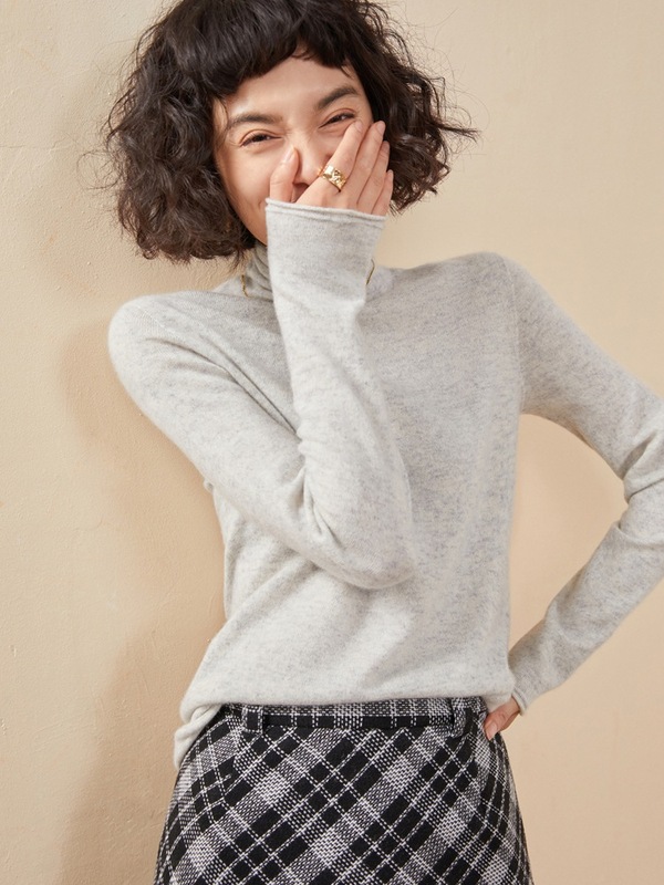 软糯小山羊绒衫堆堆领打底女2025秋冬新款糖果色高领时尚针织毛衣|undefined