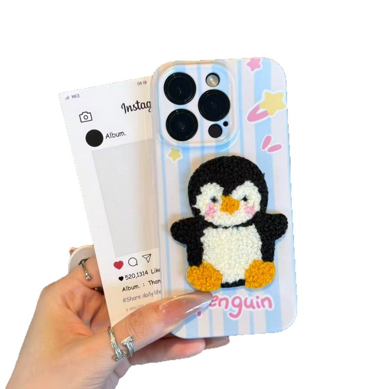 秋冬刺绣企鹅适用苹果17手机壳菲林华为oppovivo小米iPhone16Pro|undefined