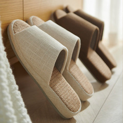 Simple and Thick Cottontail Slippers for Women, Spring and Autumn Home Indoor Seasonal Use, Household Wooden Floor Slippers for Men, Linen Mat wholesale