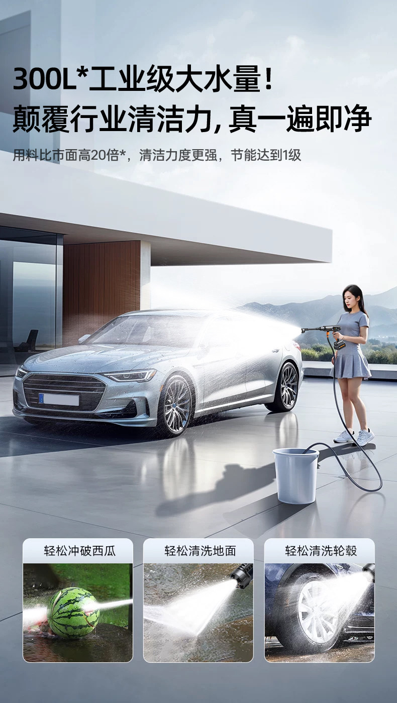 Wireless Car Washing Machine High-Pressure Water Gun for Home Use 2026 New Model Lithium Battery High-Pressure Booster Pump Floor Washer Window Cleaner