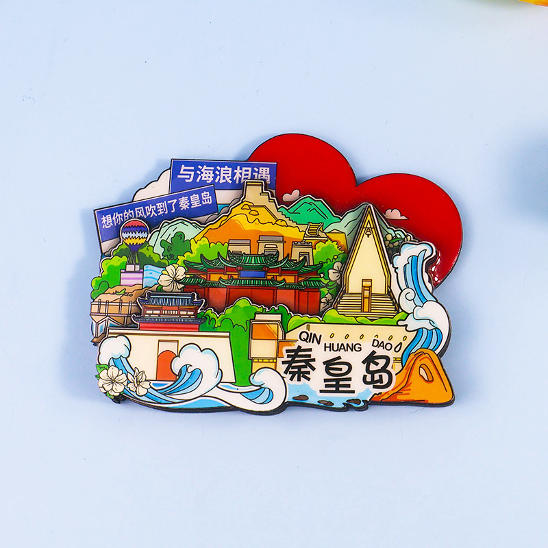 中国都市人気観光名所木製冷蔵庫マグネットカスタマイズされた文化的で創造的な北京パンダ diy マグネット強力な吸引|undefined