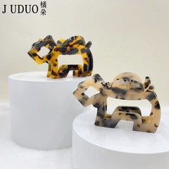 オレンジドロップの高級厚手アセテート製子犬型ヘアクリップ、女性用高級新型シャーククリップ、後頭部用ハーフタイヘアクリップ