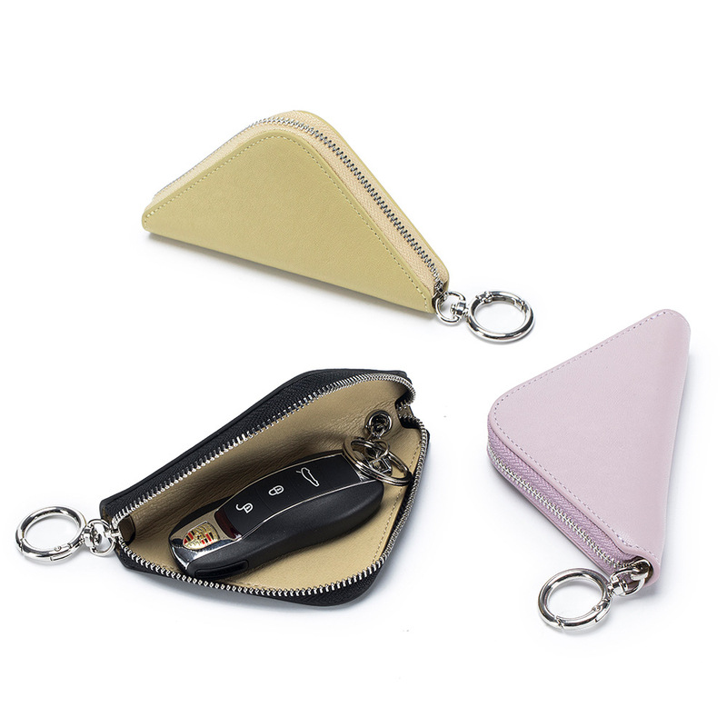New genuine leather high-grade car key case lipstick bag female niche design semi-vegetable tanned cowhide storage coin purse