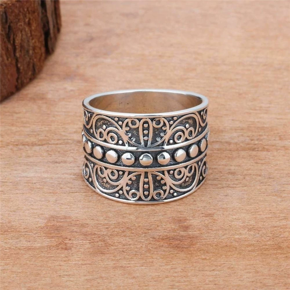 Retro fashionable ring, jewelry, print, boho style
