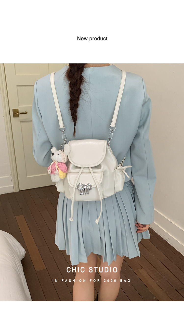 Versatile Women's Bow Backpack Crossbody Bag In Soft Pu Leather_voghion.com