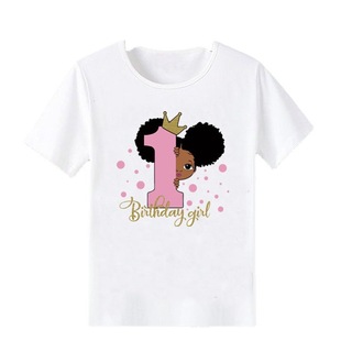 Foreign trade supply African girls pattern printing comfortable pullover children's birthday short sleeve t-shirt