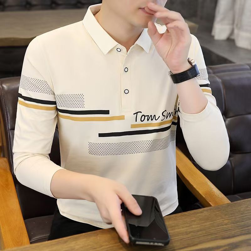 [Support generation hair] Spring and Autumn New Men's Long-sleeved T-shirt Korean Casual Lel Polo Shirt Fashionable Loose