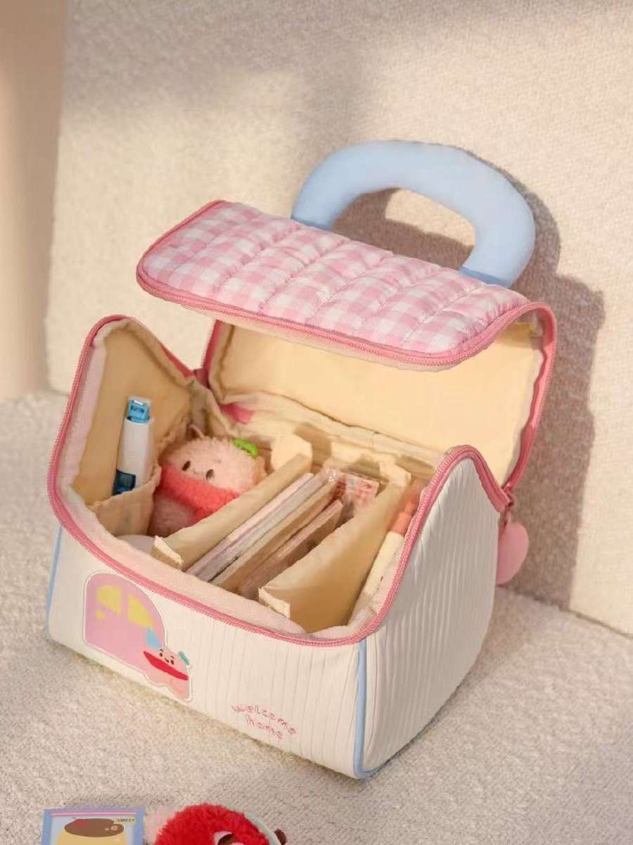 Bolsa de cosméticos linda de gran capacidad, portátil, portátil, portátil, bolsa de almacenamiento para viajes, bolsa de lavado femenina de alto valor multicapa clasificada