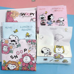 Printed Paper Pink Snoopy Printed Paper Towel Student Portable Small Pack of Paper Tissue Toilet Paper Napkin