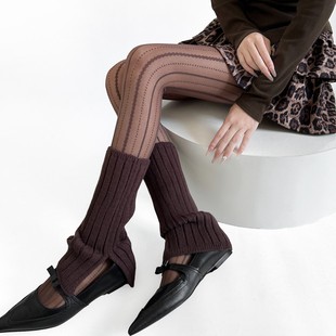 Autumn and Winter Design Sense Short Split Socks Set Women's Ins Wide Strip Show Stacked Leg Cover All-match Warm Knitted Boots