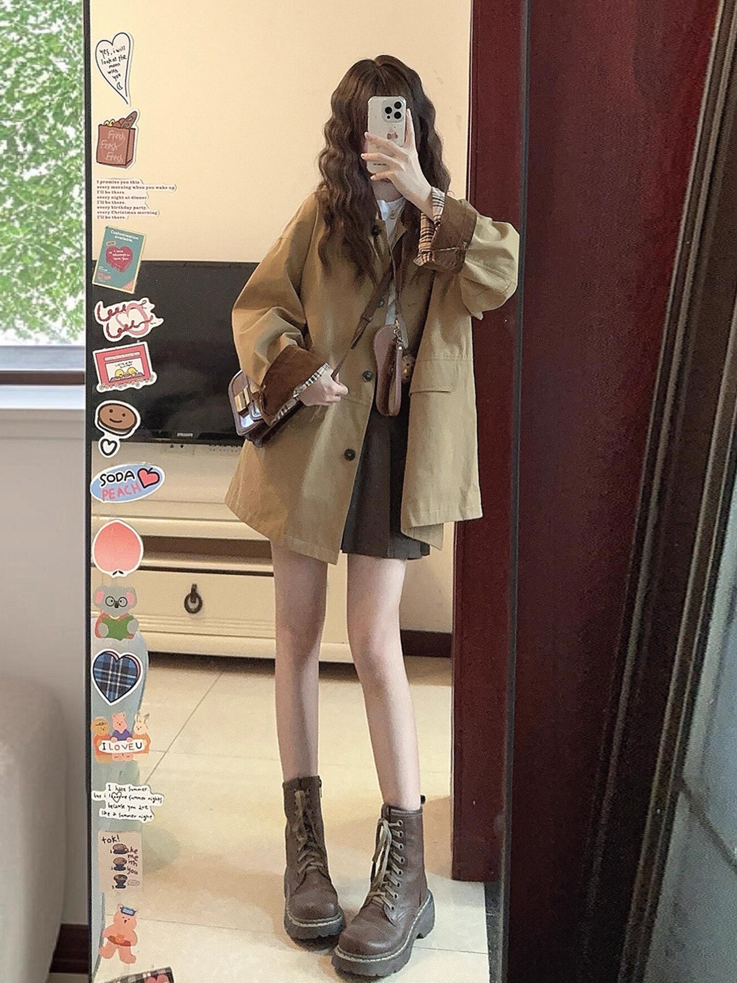 Khaki Mid-Length Trench Coat for Women, 2025 New Style, Very Popular This Year, Trendy for Petite Women, Korean Style