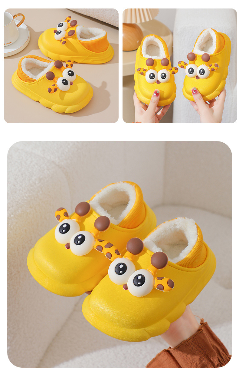 Boys' girls' home use, waterproof, warm, non slip, thickened baby's slippers, fur, children's cotton slippers_voghion.com