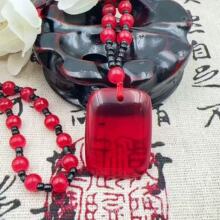 蜜蜡吊坠 红血珀水滴 毛衣链女款老蜜鸡油黄无事牌琥珀项链