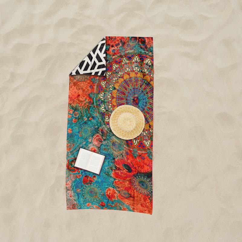 Mandala tortuga de mar de seda de doble cara impresión de secado rápido toalla de playa toalla de natación para adultos microfibra
