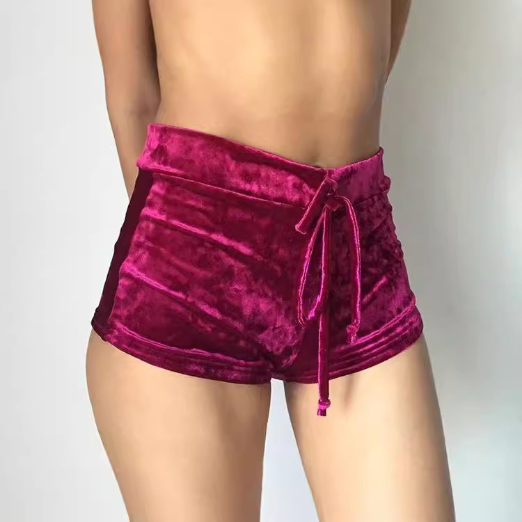wish Amazon 2016 New Flannel Elastic Lace-up Pleated Sports Shorts