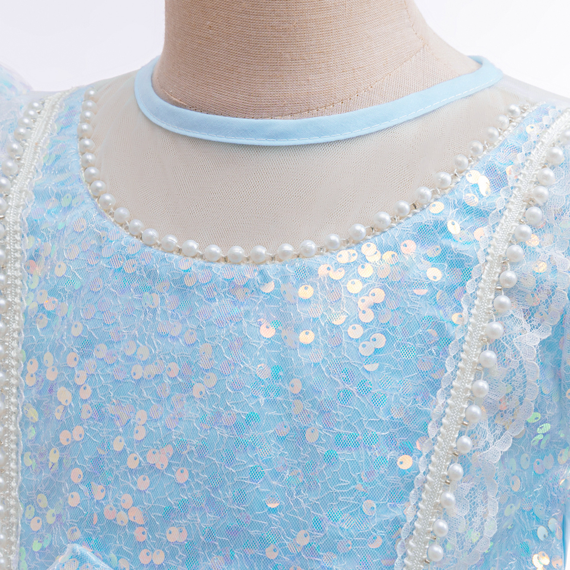 Cross-border nuevo hielo y nieve princesa Elsa vestido de la princesa burbuja mangas esquinillas vestido de malla princesa cos ropa de actuación