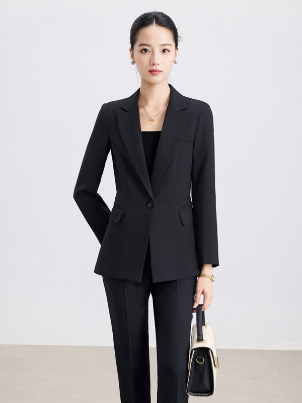 藏青色西装套装女2025新款春秋高级感修身气质职业正装经理工作服|undefined