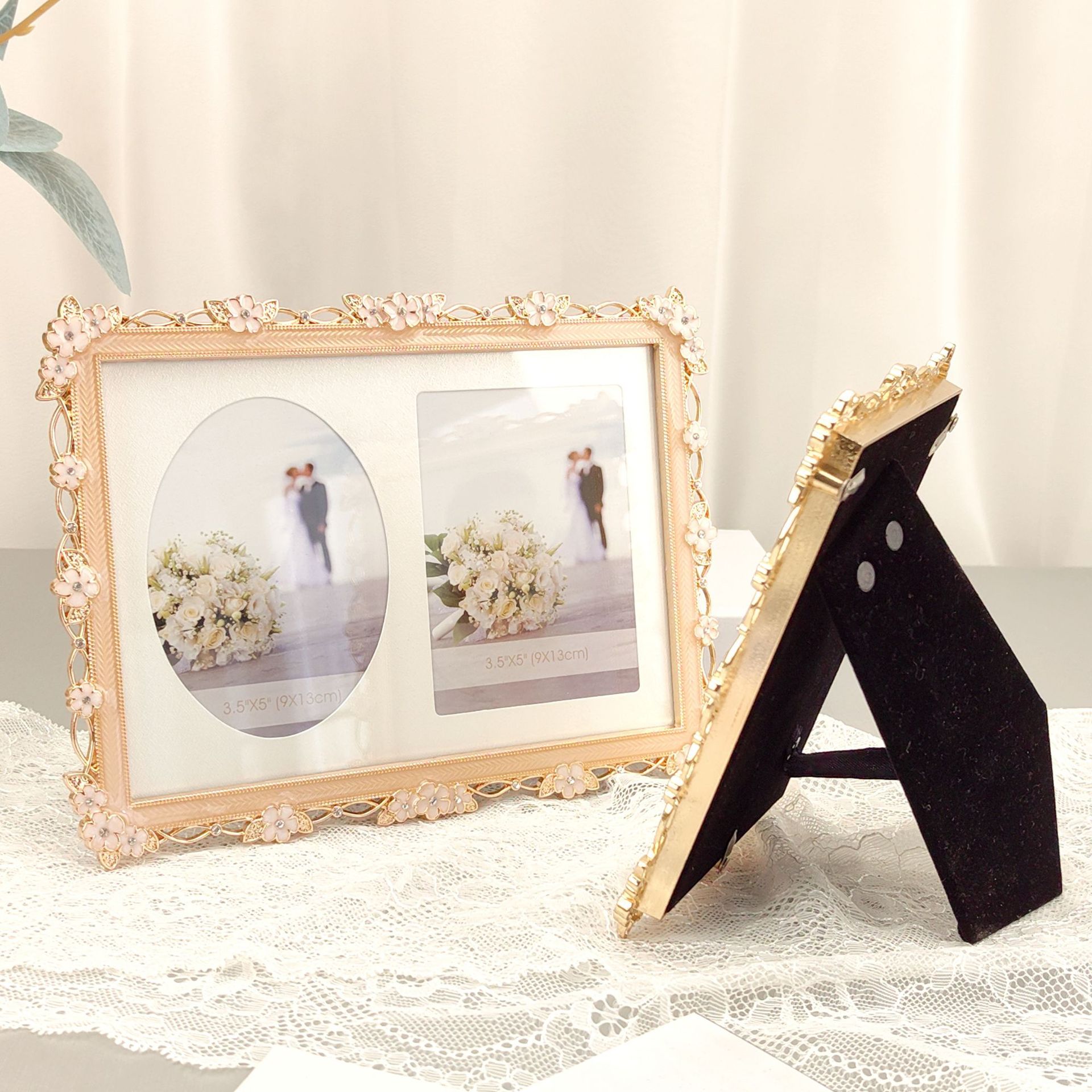 Seven One Metal Handmade Dropping Glue Electroplating Floral Combination Set Table Flower Fairy Photo Frame Wedding Photo Portrait Couple Pendulum