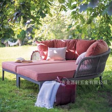 户外沙发庭院简约网红双人绳编躺床组合花园小院露天阳台露台躺椅