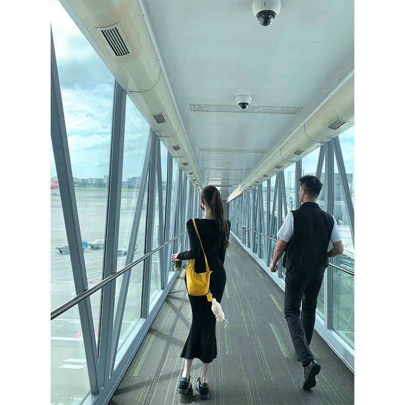 Chill Qiaoer [Mermaid] Pure Desire Sexy High Elastic Knitted Slim Fit Hip Covering Long Sleeve Dress Fishtail Skirt