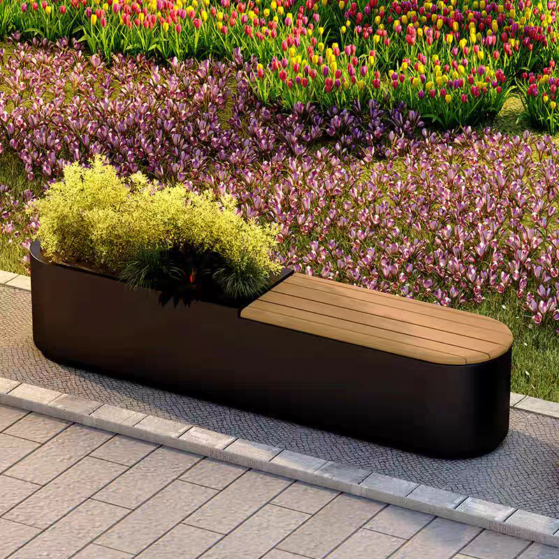 Caja de flores de balcón combinación de maceta de acero inoxidable terraza caja de plantación de tarjetas de escalones barandilla diseño gratuito caja de flores exclusiva