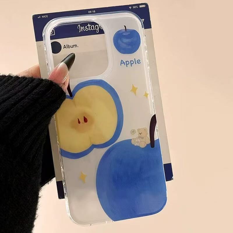 Pinturas coreanas lindas pinturas al óleo Apple Bear para iphone15 Apple 16ProMax funda para teléfono móvil 13/14 hembra
