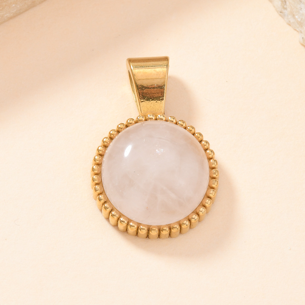 Un solo colgante europeo y americano nuevo colgante de piedra natural redondo fundido accesorios DIY lujo ligero de alta sensación joyas al por mayor