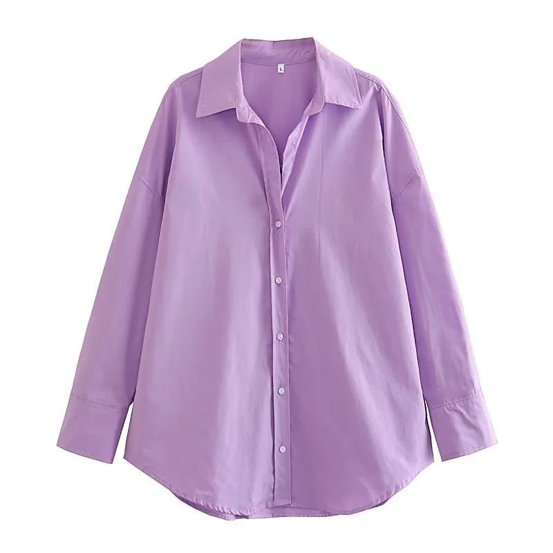 Camisa Casual de Popelina de Poliéster, Manga Larga, para Uso Diario y Oficina