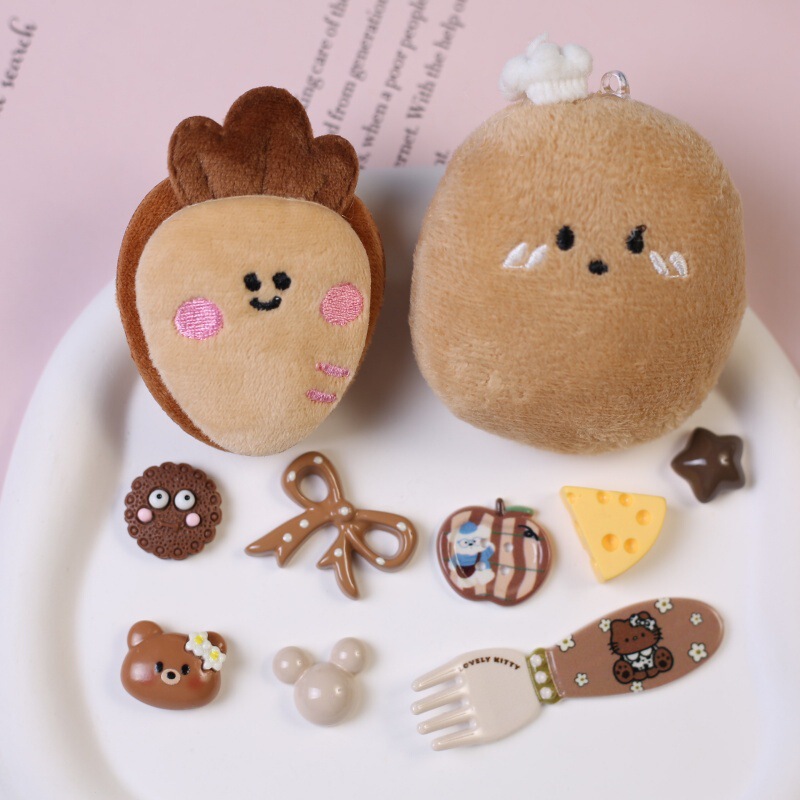 DIY Croissant Plush Doll Ornament Quirky Girl Carrot Potato Brooch Hair Accessory Materials Wholesale