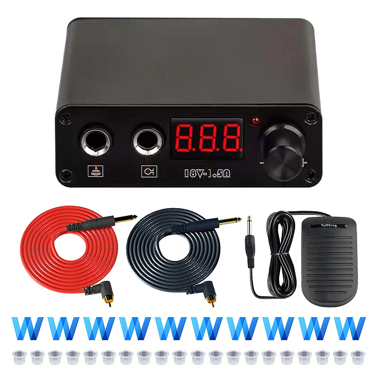 Fuente de alimentación para tatuajes Tuffking 1.5A, voltaje estable, corriente completa, múltiples velocidades, pantalla LCD, fuente de alimentación para tatuajes transfronteriza.