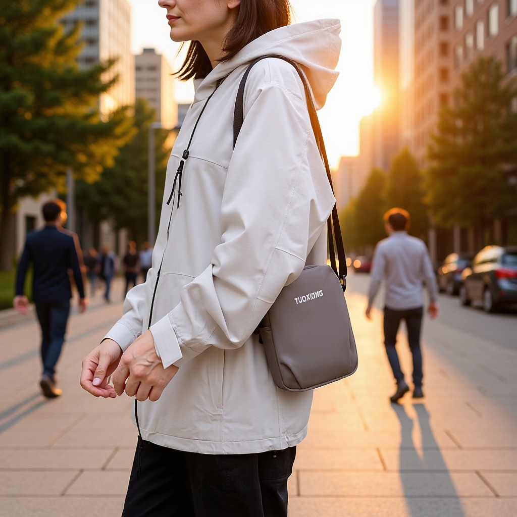 男士防水单肩斜挎包大容量多隔层商务休闲轻盈便携单肩斜挎两用