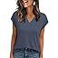 2026 Women Summer Casual V Neck Cap Sleeve Basic Tops_ecoleips.com