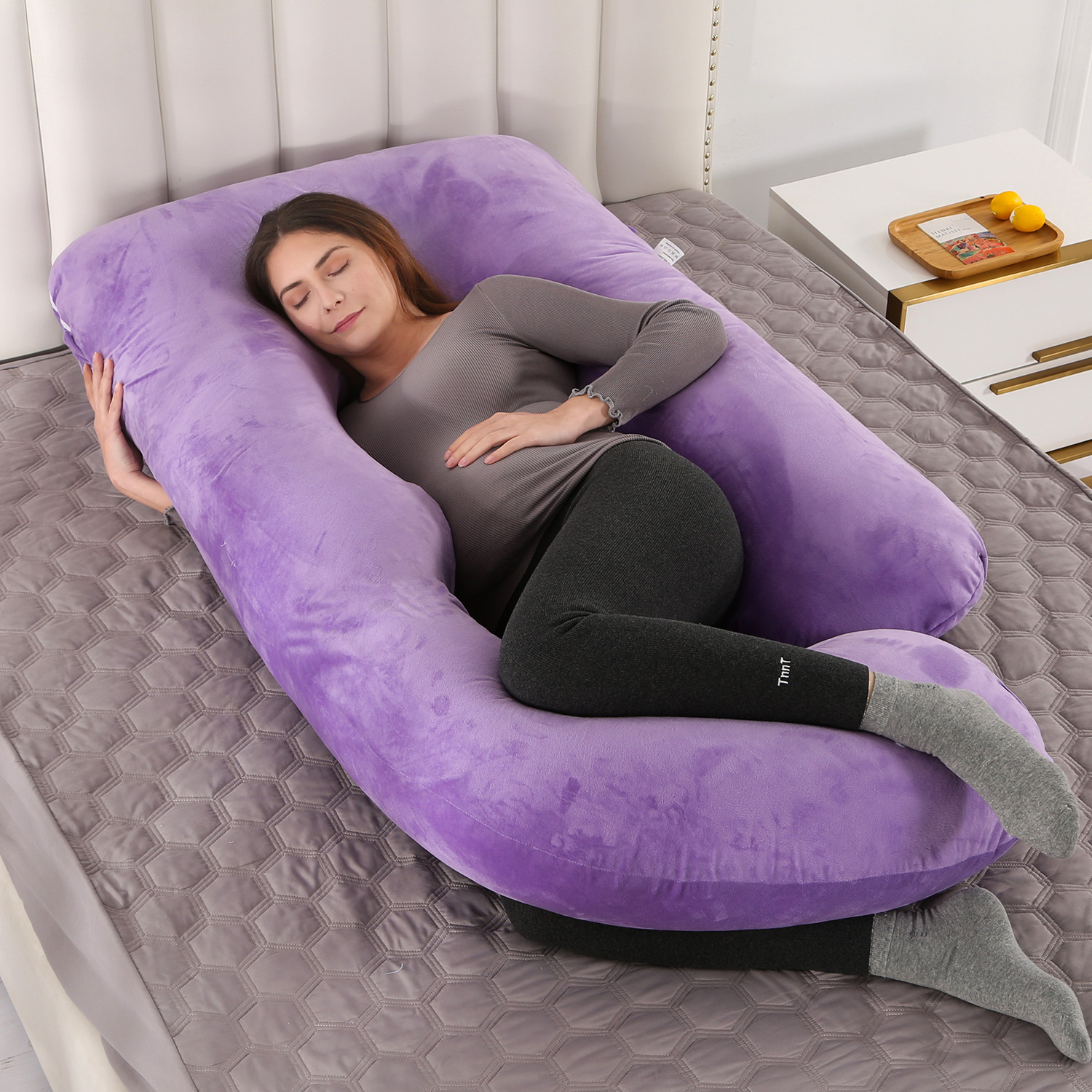 Almohada de maternidad lado dormitorio de algodón extraíble y lavable almohada de soporte de cintura en forma de G grande transfronteriza FÁBRICA DE Amazon almohada de maternidad al por mayor